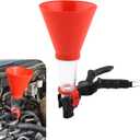 Engine Oil Funnel, Locking Anti-Leakage Funnel, Household Refueling and Changing Tool, Universal for Cars (Red)
