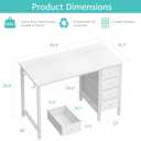 Lufeiya Small White Desk with Drawers for Bedroom, 40 Inch Kids Girls Study Desks, Reversible Computer Writing Nail Table with Fabric Drawer for Small Spaces Home Office Manicure, 39.4"