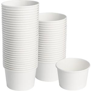 ESSENTIAL Paper Ice Cream Cups, 50pcs 8oz Disposable Dessert Bowls for Hot or Cold Food, Lids Not Included, Paper Snack Containers for Sundae, Frozen Yogurt, Soup (White)