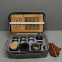 LURRIER Gongfu tea sets, Portable Ceramic TeaSet, Asian Tea sets for adult, Tea Gift sets, Grey leather case, Portable Travel Bag, Home, Gifting, Outdoor and Office(XBlack and White)