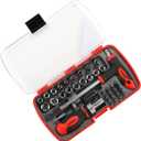 X-STEEL 38-Piece Screwdriver Bit SetCR-V steel Impact Bit Set1/4Hex Shank Drill Bit Set with T-handle and magnetic ratchet handle and Storage Box for Impact Drivers, Professional & DIY Use