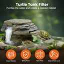 MIXJOY 130GPH Turtle Tank Filter, Ultra-Quiet Turtle Filter with Turtle Basking Platform, Detachable Bridge for Climbing&Diving, Adjustable Flow, Multi-Layer Filtration, Filter for Turtle Tank, Decor