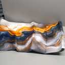 XTCWJS Marble Farmhouse Kitchen Rug 2 Piece Set Abstract Orange White Black Fluid Design Kitchen Rugs Decor Kitchen Floor Mat Set Non-Skid Washable Kitchen Runner Rug 17x30+17x47 Inches