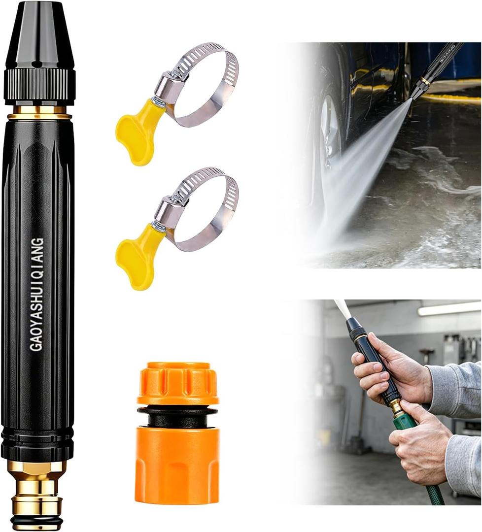 Home High-Pressure Car Wash Water Gun with Booster Nozzle, Powerful High-Pressure Water Gun for Car Cleaning, Garden Hose Pressure Booster, 3 Adjustable (1Set)