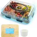 Charcuterie Board with Lid & Ice, Upgraded 6 Snap Laches, Sauce Cup Included, Large Portable Cheese Tray with Handle, Serving Tray for Picnic & Pool, House Warming Gifts New Home (Black)