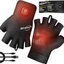 Winter Heated Gloves for Men Women Electric Fingerless Heated Gloves with Dual-USB Charging Cable for Typing Driving (Medium, Black)