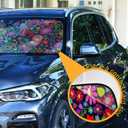 Sunflower Daisy Poppy Flower Floral Windshield Sun Shade,Foldable Car Sun Shade for Front Windshield Sunshades Protector Blocks UV Rays Sun Visor Protect and Cool Your Vehicle Interior