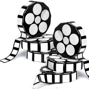 Bucherry 6 Pcs Movie Night Decorations Movie Theater Theme Party Decoration 12 Inch Large Cinema Props Box Film Reel with Filmstrip Centerpieces for Bridal Shower Birthday Party Supplies Film Backdrop