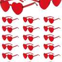 Valentines Party Heart Glasses Bulk, Pink Heart Shaped Sunglasses for Women, Favors Props for Wedding Holiday Events (Red)