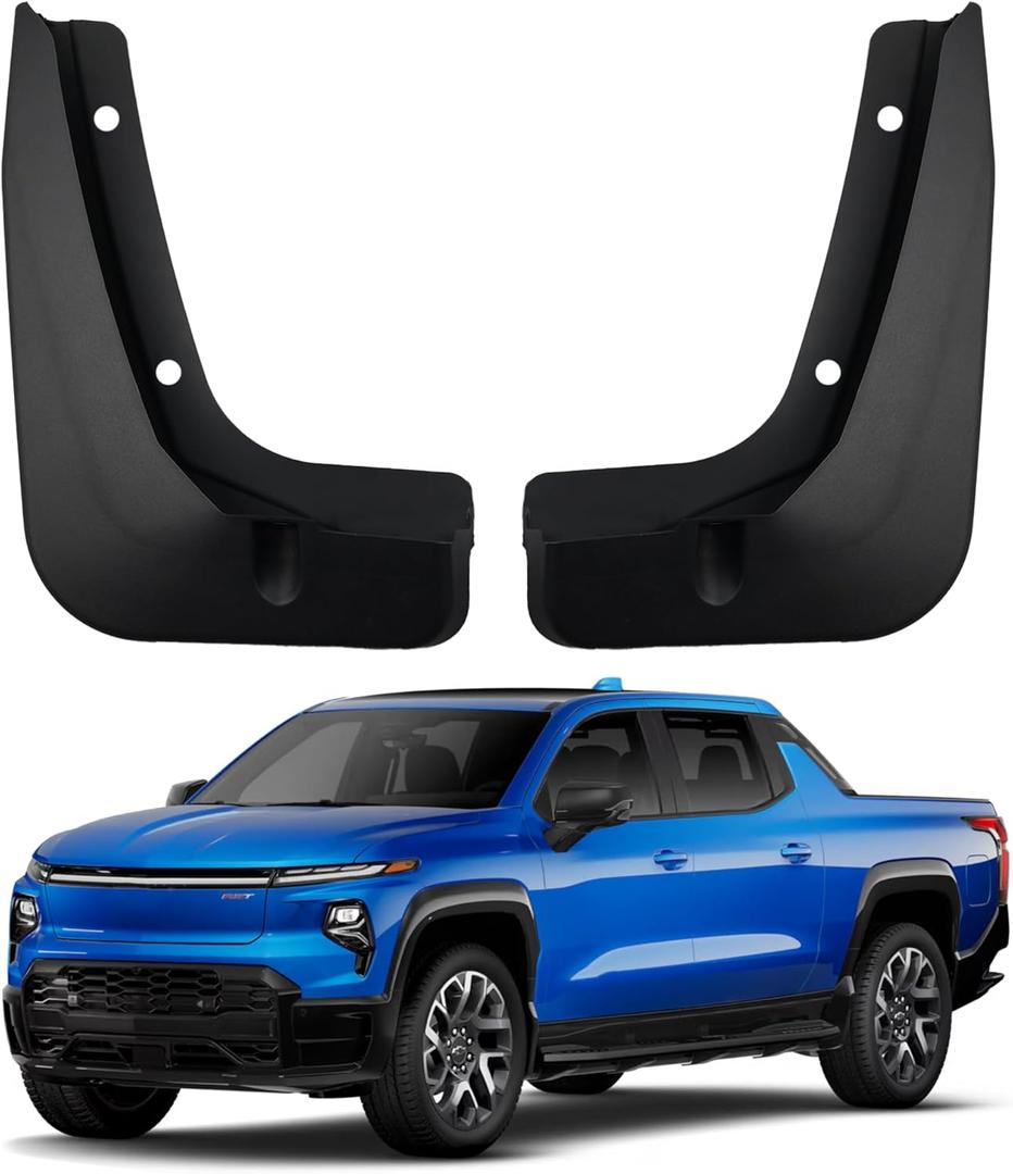 Mud Flaps Compatible with Chevrolet Silverado EV Accessories 2026 2025 2024 Splash Guards All Weather Fender Guard Mudguards Sediment Protection No Need to Drill Holes