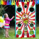 Blulu Carnival Toss Game Banner with 3 Bean Bags Carnival Game for Kids and Adults in Indoor Outdoor Activities Circus Theme Birthday Party Decoration Supply Set