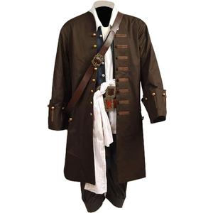 Men's Medieval Pirate Jacket Steampunk Coat Captain Adult Halloween Cosplay Costume Deluxe Set, Size XXL