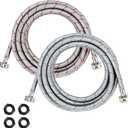 15ft LONG Washing Machine Hoses UPGRADE by Blutoget- Braided Stainless Steel Washer Hoses - Hot and Cold Water Lines 3/4'' Standard Interface -Burst Proof Leak Free Hose (2 Pack)