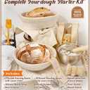 Complete Sourdough Starter Kit | Easy to Clean & Use for Beginners & Bakers | Natural Rattan Proofing Basket with Full Accessories | Sourdough Bread Baking Supplies for Bakers Women Wife