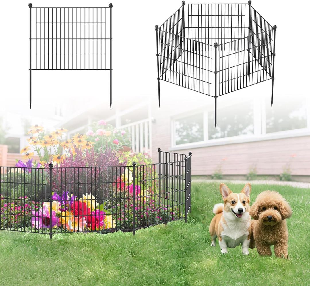 No Dig Fence Tall Garden Fence, 5 Panels Dog Fence Animal Barrier, Arched Flower Bed Edging Ornamental Wire Border for Yard Patio (5 Panels - 18 in(H) X 10 ft(L))