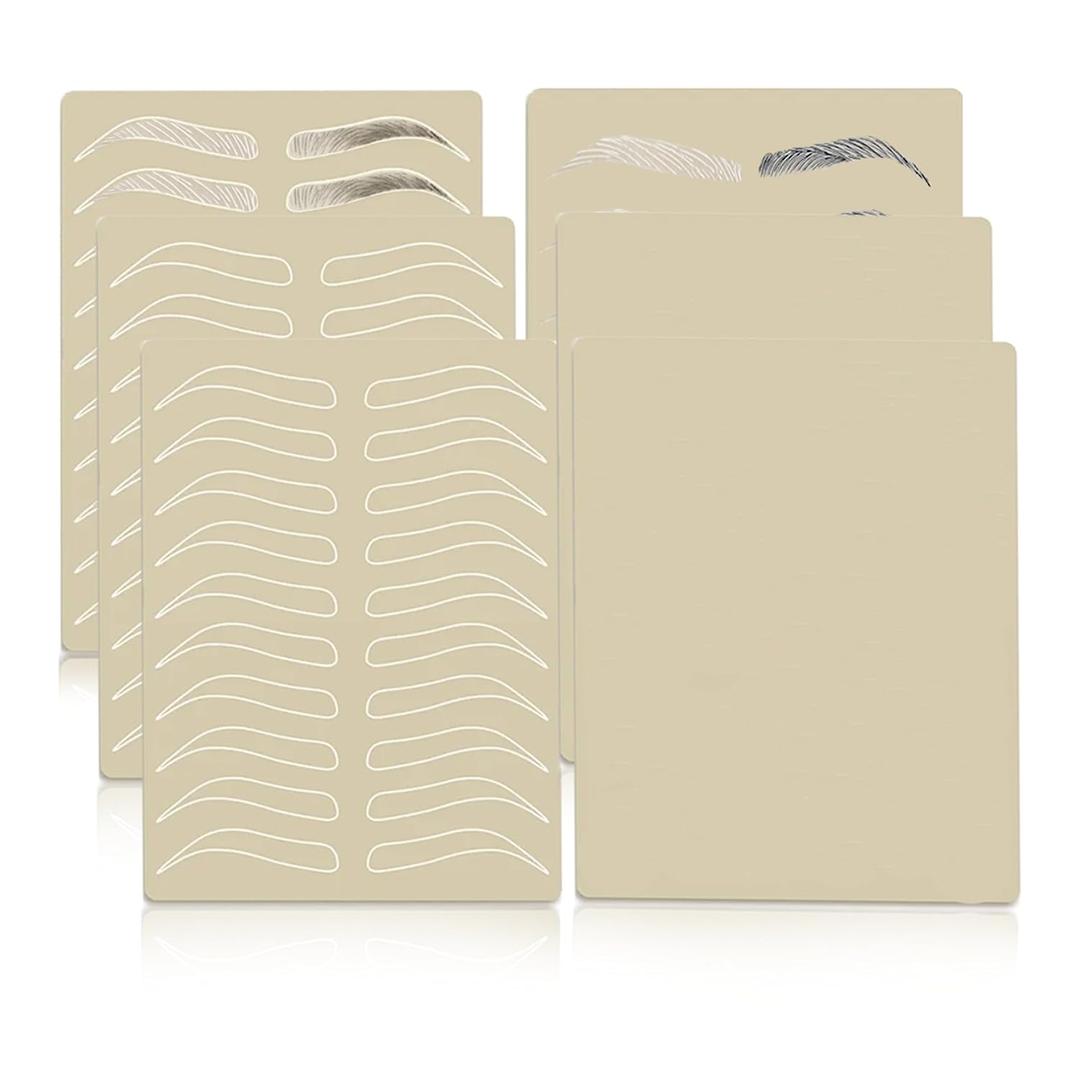 PMU Practice Skin, 6 Piece Microblading Practice Skin, Double Sided Eyebrow Practice Skin Microblading Supplies, Tattoo Practice Skins No Pigment Needed - White (Yellow White)