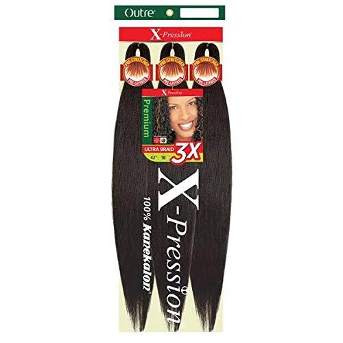 Outre Synthetic Pre Stretched ULTRA BRAID - XPRESSION 3X 42" (Color:1 Jet Black, Pack of 4)