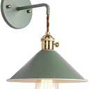 iYoee Wall Sconce Lamps Lighting Fixture with on Off Switch,Green Macaron Wall lamp E26 Edison Copper lamp Holder with Frosted Paint Body Bedside lamp Bathroom Vanity Lights