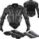 Youth Dirt Bike Gear, JUSTDOLIFE 5 PCS Motorcycle Armbor Protection Jacket, Kids Motorcycle Armor with Knee Pads Elbow Pads Chest Protector Racing for Outdoor Sports (Black)