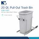 Knape & Vogt Soft-Close Pull-Out Trash Can for Cabinets, 20 Qt (5 Gallon) Bottom Mount Single Kitchen Trash Bin, 8-3/8 in. x 20-1/8 in. x 17-5/16 in., SCB9-1-20PT, Platinum