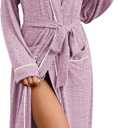 Ekouaer Womens Robe Long Bathrobe Lightweight Soft Knit Kimono Robes Ladies Casual Sleepwear S-3XL (Purple)