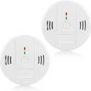 Combination Smoke and Carbon Monoxide Detector Alarm, 2-Pack Beeps Warning Smoke and CO Alarms for Basements Travel Home Office House Bedroom Living Room Car, Battery Operated, Comply with UL 217/2034