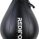Superior Boxing Speed Bag - PU Leather Speed Punching Ball - Heavy Duty Hanging Swivel Ball for Gym & MMA Muay Thai Sports Fitness - Punching Dodge Striking Speed Reflex Ball (Black10"x7")