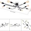 Lingkai 8 Lights Sputnik Ceiling Light Fixture Industrial Chandelier Semi Flush Mount Light Fixtures with Matte Black Finish for Living Room Bedroom Dining Room