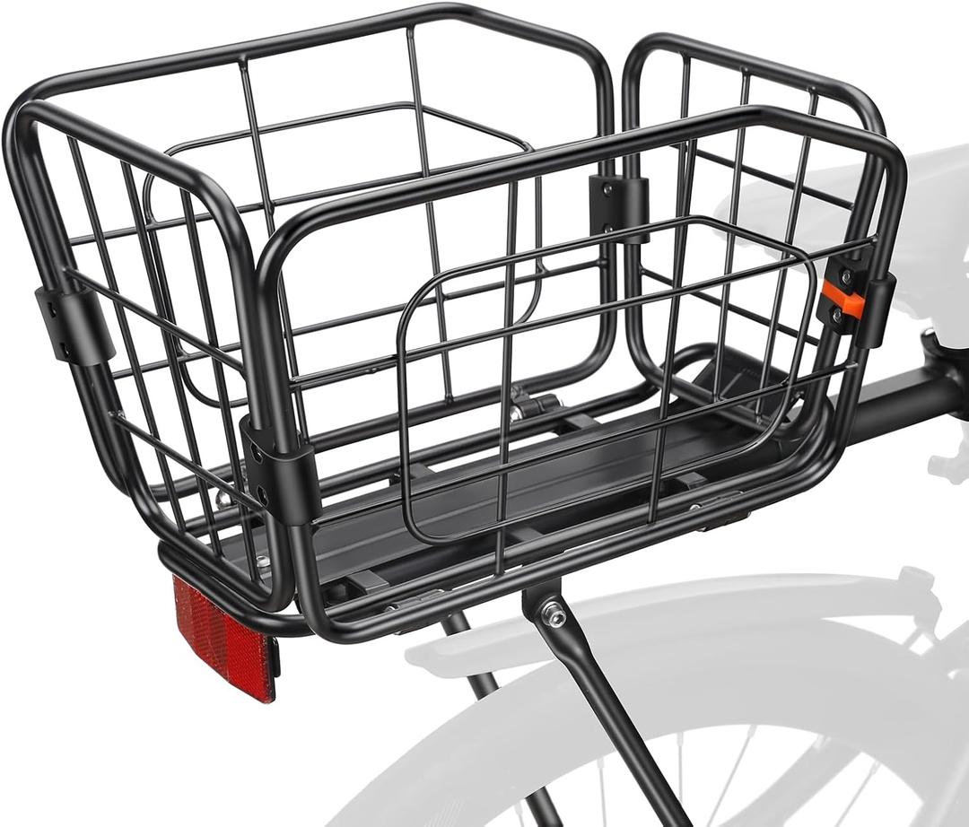 ONVIAN Rear Bike Rack, Aluminum Alloy Bike Cargo Rack, 22L Large Capacity Bicycle Basket, Foldable & Removable for Adult Bikes