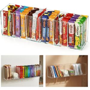 Drink Packet Organizer Clear Acrylic Water Packet Organization Holder with Label and Magnetic Sticker Kitchen Organizers and Storage for Countertop Table Fridge Cabinet