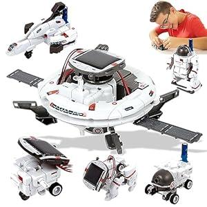 6-in-1 Solar Robot Building Kit for Boys Aged 8-13, Educational Robotic Toys for Kids, Science Kits STEM Toys Birthday Gifts for 8 9 10 11 12 Years Old Boys Girls Teens (White)