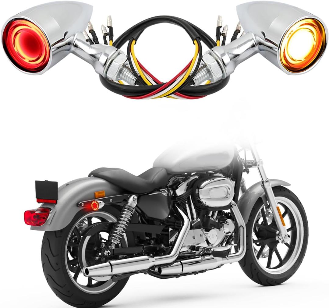 DREAMIZER Universal Motorcycle Turn Signals 2pcs LED Motorcycle Blinkers Compatible with Harley Touring Sporster 883 Honda Yamaha Suzuki Kawasaki and More