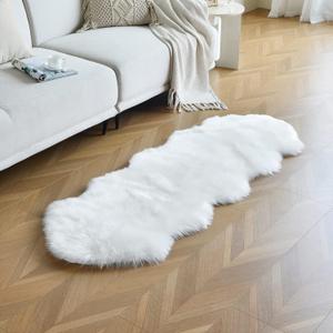 duduta White Faux Sheepskin Runner Rugs 2x6 ft, Fluffy Shag Bedroom Rug Fur Sofa Couch Covers Washable