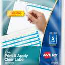 Avery 5 Tab Dividers for 3 Ring Binder, Easy Print & Apply Clear Label Strip, Index Maker Customizable White Tabs, 5 Sets (11436)