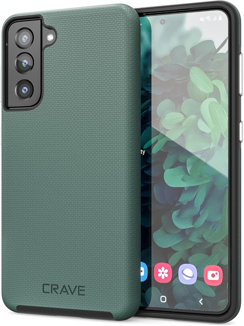 Crave for Galaxy S21 Case, Shockproof Protection Dual Layer Case for Samsung Galaxy S21 5G (6.2 inch) - Forest Green