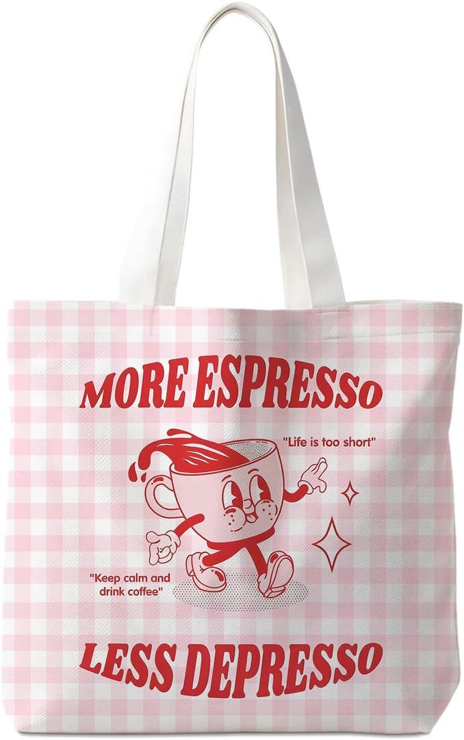 Canvas Tote Bag for Women, Fruits-CoffeeTote Bag, Italian Gifts, Reusable Shopping Grocery Bags