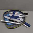 Poolvio Swimming Pool Cleaning Kit, 14'' Brush Head & 50'' Telescopic Aluminum Pole with Fine Mesh Skimmer Net - Perfect for Above Ground Pools, Spas, Hot Tub Fountains Blue (PK0140)