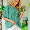 luvamia 2025 Blouses for Women Dressy Casual Floral Boho Babydoll Flowy Tops Summer Short Bell Sleeves Shirts (Green, L)