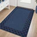 BEQHAUSE Door Mat Indoor Entrance Dirt Trapper Rugs for Entryway Non Slip Welcome Mat Absorbent Floor Mat Low Profile Washable Front Doormat for Dirty Paws, 36" x 60", Navy Blue
