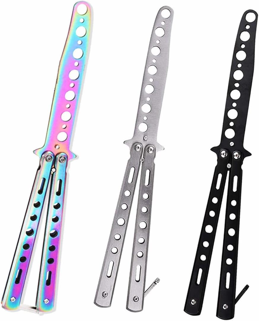 3 Pack Butterfly Trainer Practice Tools, Game Equipment for Practice, Stainless Steel Set of 3 Color