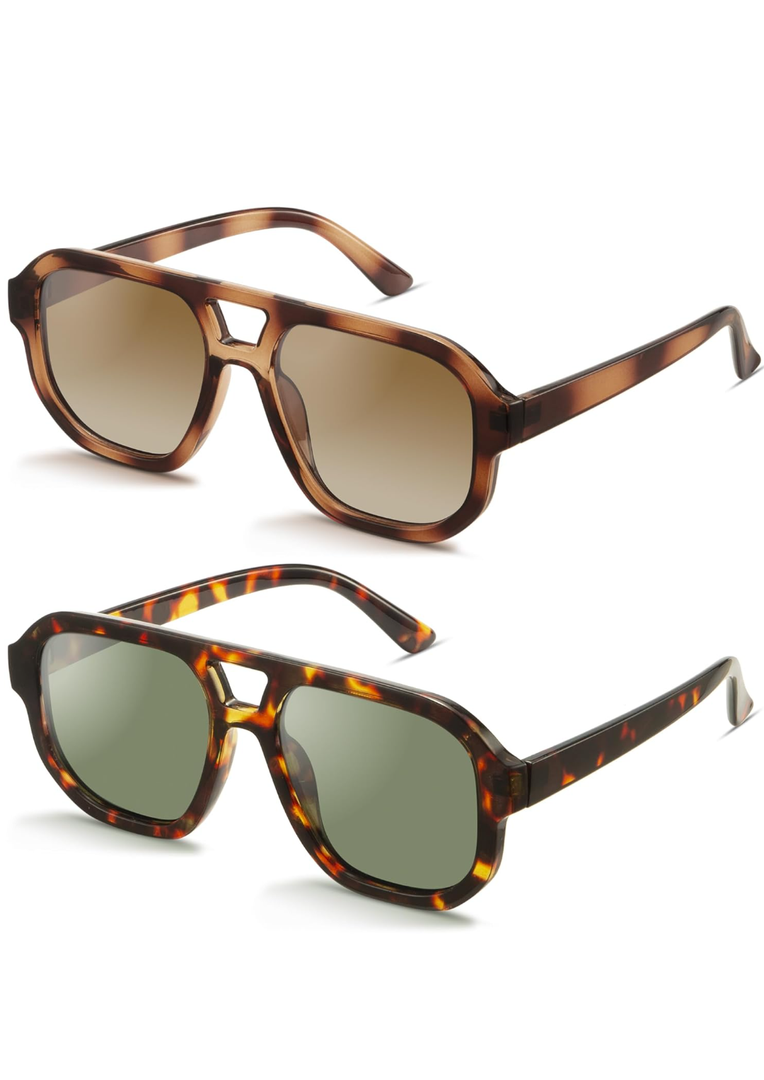 livho Trendy Polarized Square Aviator Sunglasses Women Men Square Eyewear Frame, Retro Sun Glasses for Women Men 2025 Shades