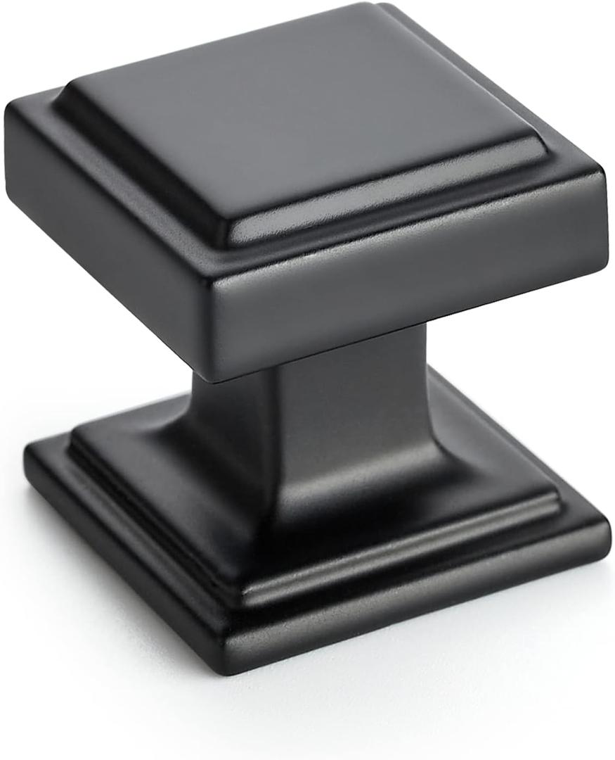 Black Kitchen Cabinet Knobs - 15 Pack Square Matte Black Drawer Pulls and Knobs for Cabinets and Drawers