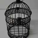 Round Birdcages Vintage Decorative Iron Bird cage Wedding Decor Flower cage Decor Props Hanging Flower Frame Bird cage decorCenterpieces Small Birds Wedding Party Indoor Ourdoor Decoration (Black) (7.5"L x 7.5"W x 13.8"H)