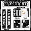 SmoothNovelty 3 Pcs Prom Night Decorations 2026 Graduation Party Supplies Sliver Glitter Prom Send off Banner Porch Sign Backdrop for Photoshoot 2026 High School College Graduation Celebrations