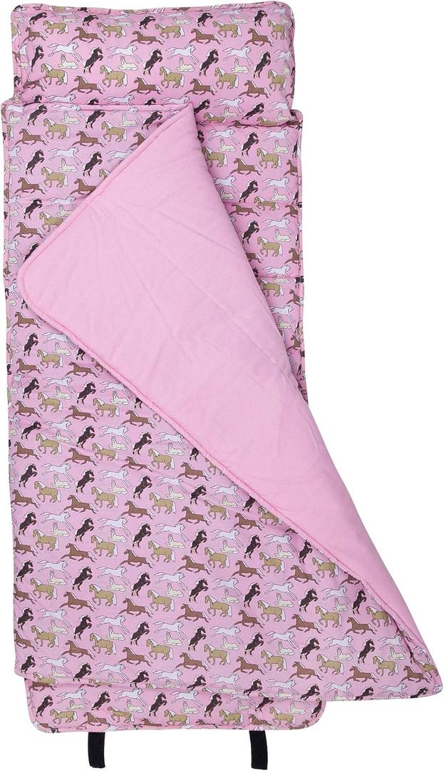 Wildkin Kids Original Nap Mat Cozy Kids Sleep Mat with Pillow, ideal for School & Travel (Pink, L)