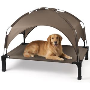 Heeyoo Elevated Dog Bed with Removable Canopy, Portable Dog Cot with Sun Protection Shade Tent, Raised Pet Cooling Cot Bed for Dogs, 51in