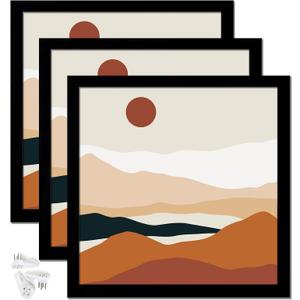 Black 14x14 Picture Frame Set of 3, High Transparent Frame for 14 By 14 Square Photo Collage Canvas Poster Size Wall Mount and Tabletop Horizontally Vertically (Black, 14 x 14 inches)