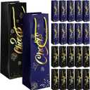 Zonon 40 Pcs Wine Gift Bags for Bottles with Rope Handle and Cheers Lettering Black Blue Paper Favor Bag Wine Bottles Gold Foil Print Bags for Wedding Engagement Holidays