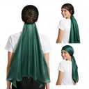 Wrap Cap Hair Net And Scarf, 2 In 1 Heatless Silk Press Wrap, Adjustable Silk Shower Cap For Sleeping, Hair Wraps Net For Women Black Hair Care, Wraps Cap Bonnet Attached,Durag (green)