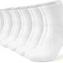 3 x AugRing Women Crew Socks Casual Athletic Gym Running Cozy Cotton Calf Socks For Women 3-6 Pack Size 5-11 (White)
